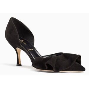 Kate Spade New York "Shayna" ruffled d'orsay pumps in black suede Size 7